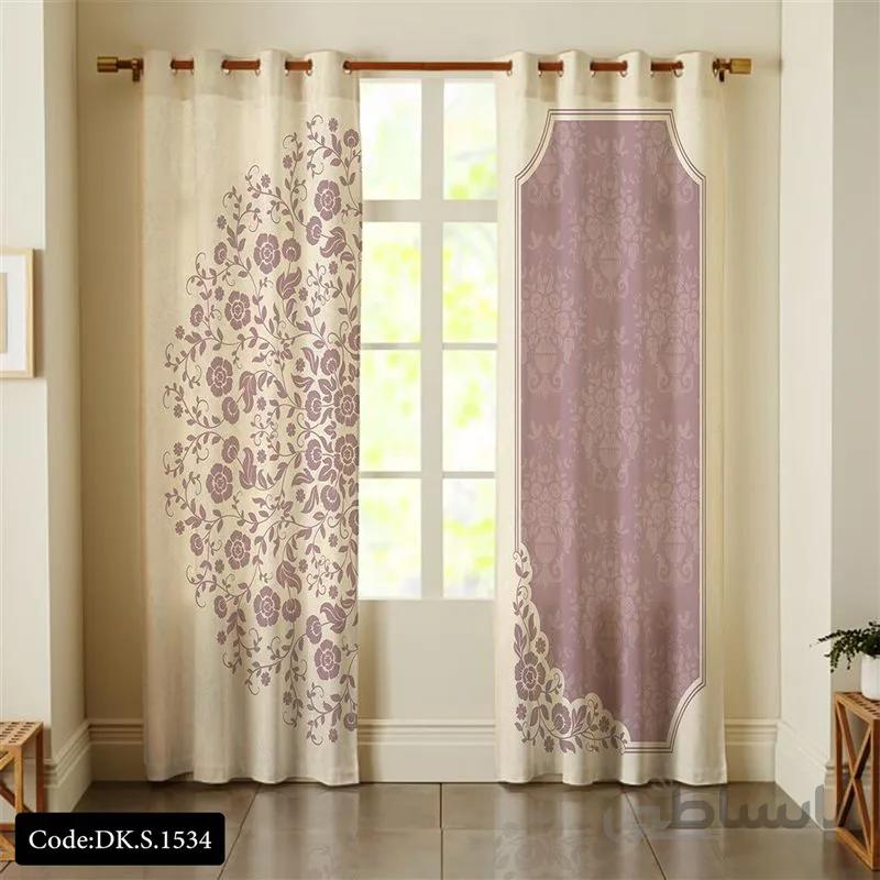 پرده پانچی (هازان و مخمل)کد DK.S.1534 طرح ایرانی و سنتی اسلیمی گل و برگ
