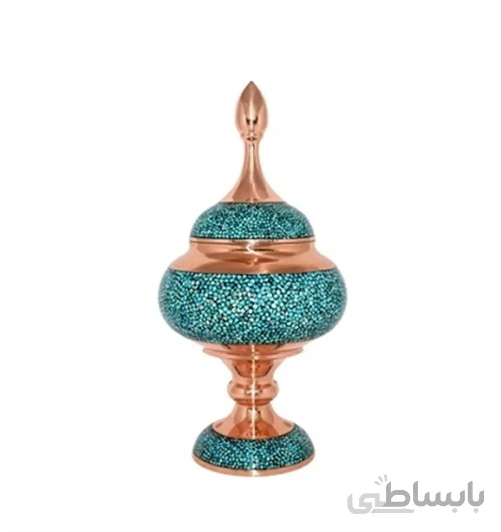 شکلات خوری 30 سانتی متر فیروزه کوب-اثر استاد آقاجانی ا turquoise chocolate dish