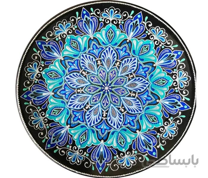 بشقاب سفالی طرح فیروزه آبی