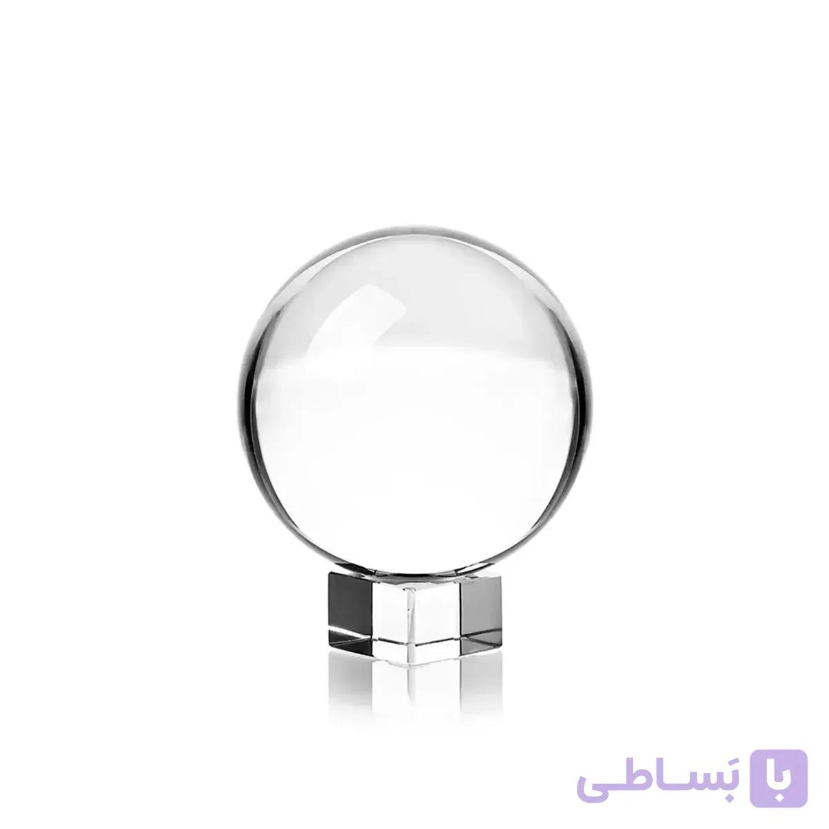 گوی شیشه ای شفاف با پایه کریستال – قطر 60 میلیمتر