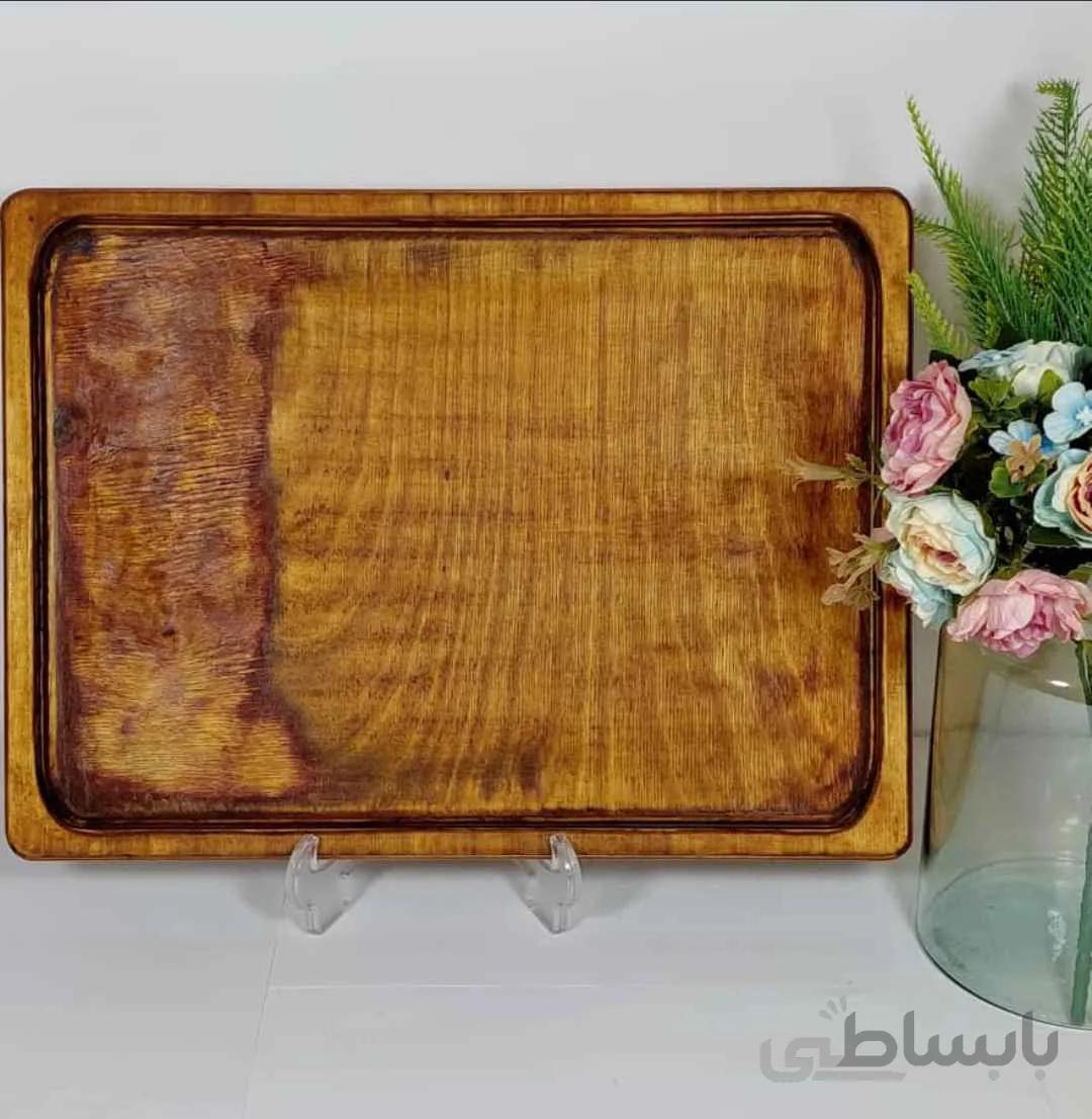 سینی بزرگ مستطیل ساده چوبی