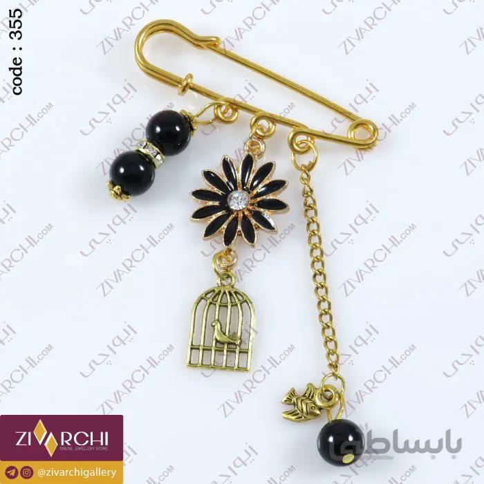 سنجاق سینه (طرح گل و قفس) 355