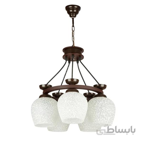 لوستر چشمه نور 5 شعله کد G576/5 قهوه ای