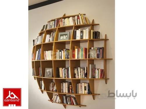 کتابخانه چوبی محدب ا کتابخانه دیواری چوبی