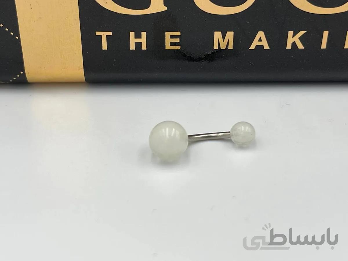 پیرسینگ ناف دو سر پلاستیکی سفید