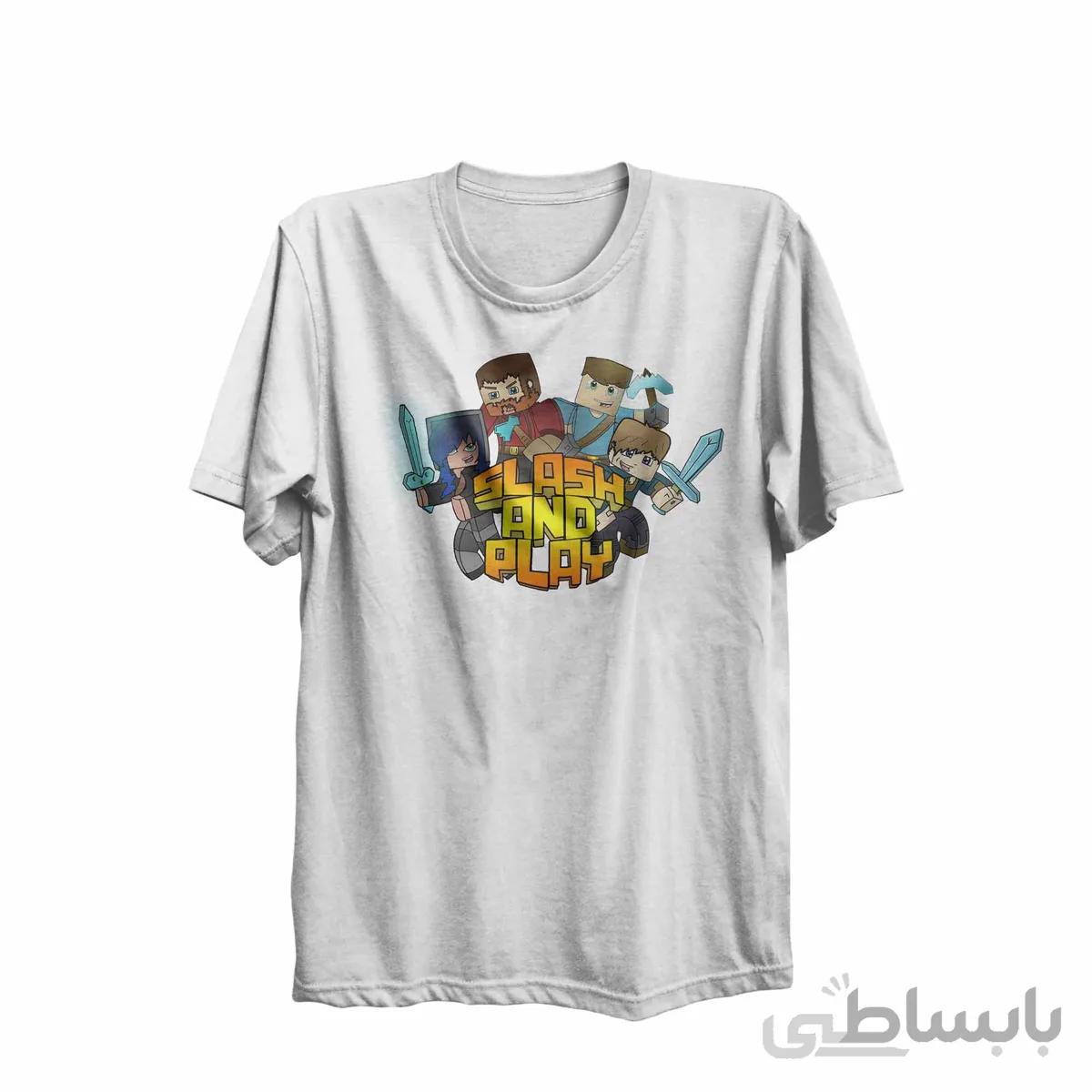تیشرت یقه گرد سفید طرح بازی ماینکرافت Minecraft کد KCT10464 کد 284787