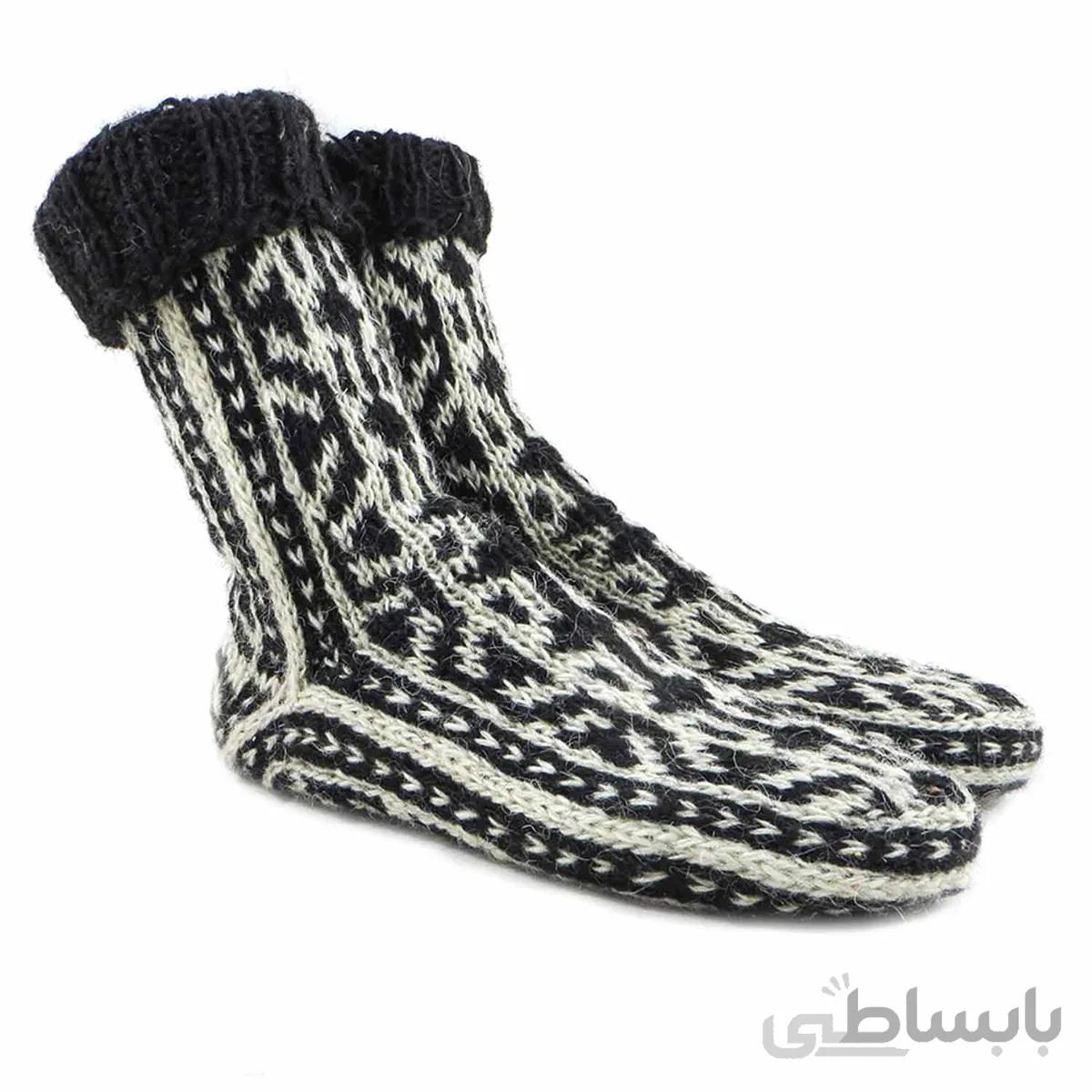 جوراب پشمی دستباف سنتی کردستان کد 246 سایز 41-42