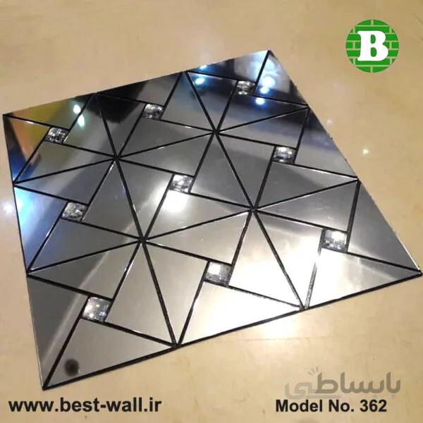 تایل بین کابینتی مثلثی نقره ای تمام آینه ای T362
