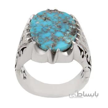 انگشتر نقره مردانه مدل فیروزه نیشابور رکاب دست ساز کد am_1650