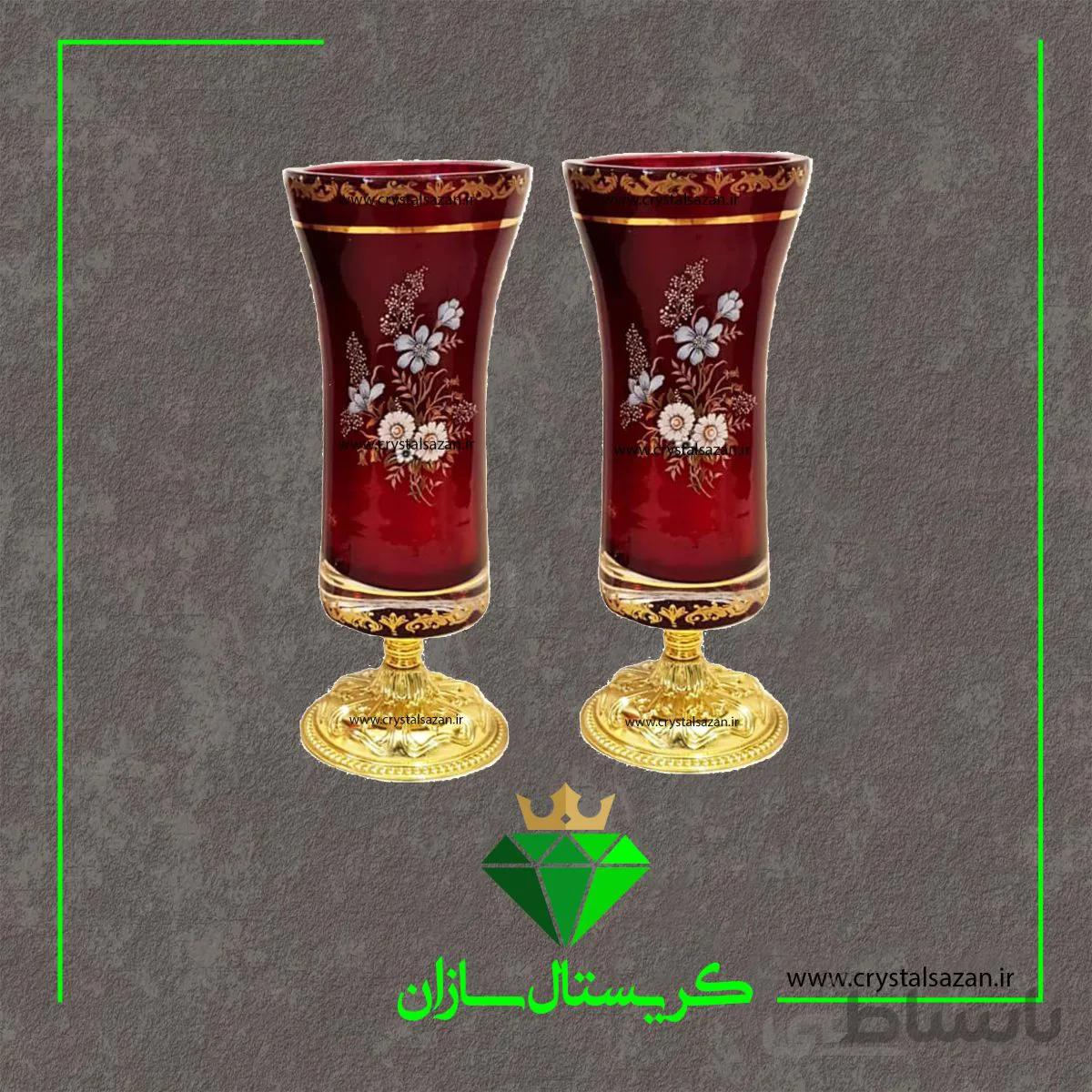 گلدان مدل رز زرشکی کد G996 کریستال سازان