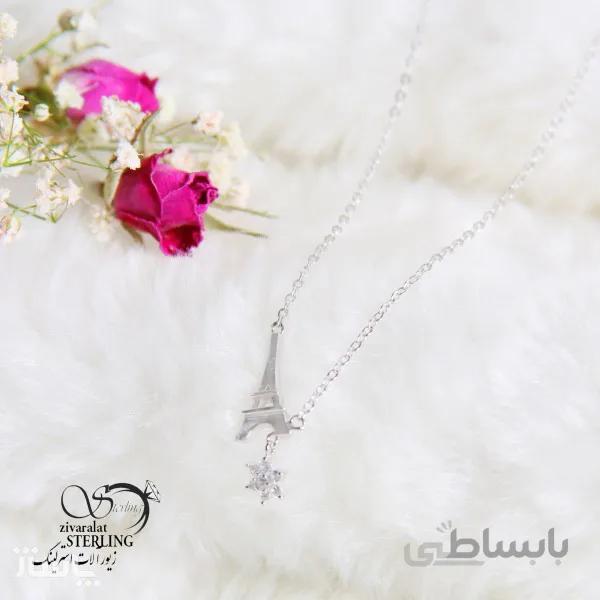 گردنبند نقره زنانه طرح برج ایفل کد 520794