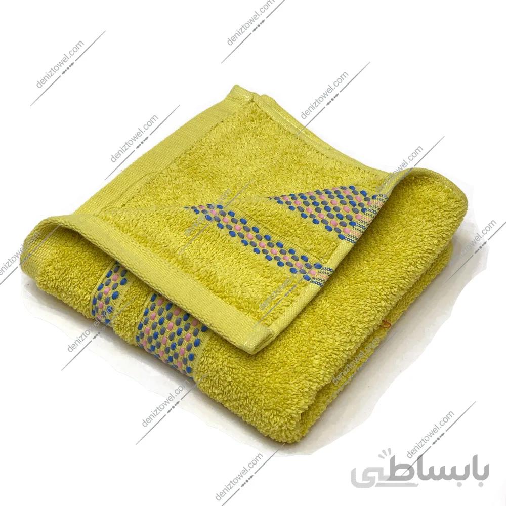 حوله دستی طرح حاشیه ژاکارد زرد