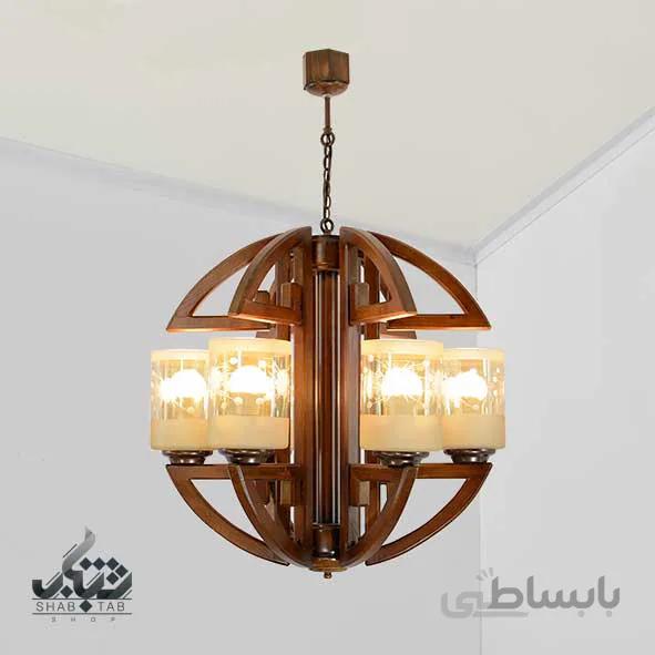 لوستر چوبی ورساچه شش شعله دارکار کد 279