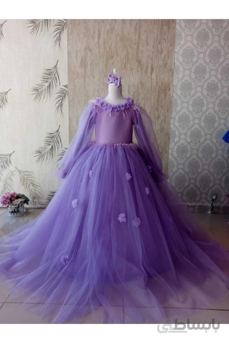 لباس مجلسی دخترانه فانتزی برند NGS STİL رنگ بنفش کد ty66140551