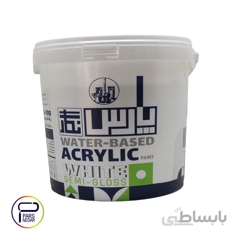 رنگ آکریلیک پایه آب سفید نیمه براق پارس نگار ۳/۵۰۰ کیلویی