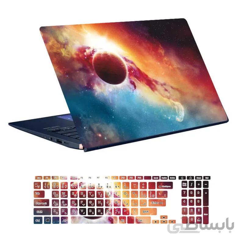 اسکین لپ تاپ طرح Space کد ۳۴ به همراه استیکر کیبورد