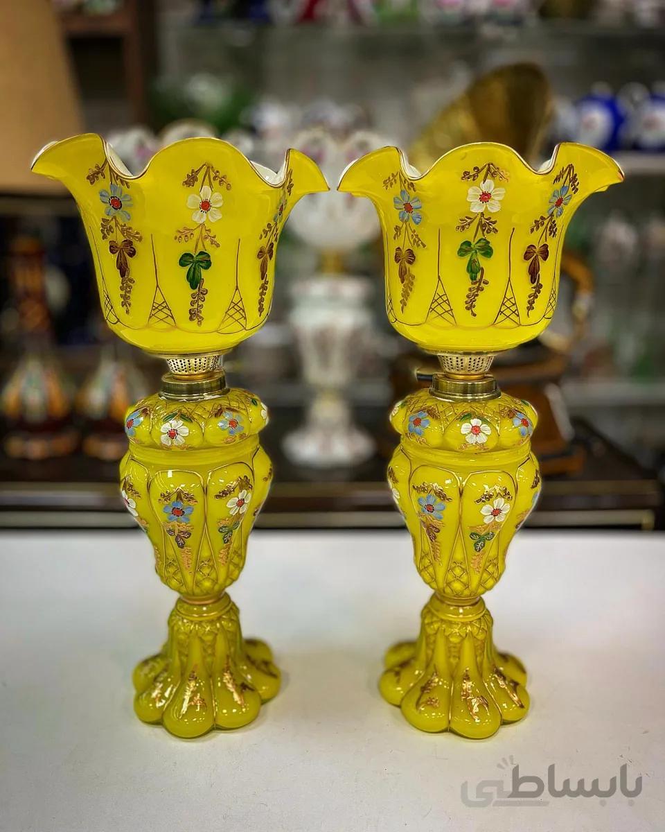 چراغ پافیلی زرد آنتیک و کم یاب