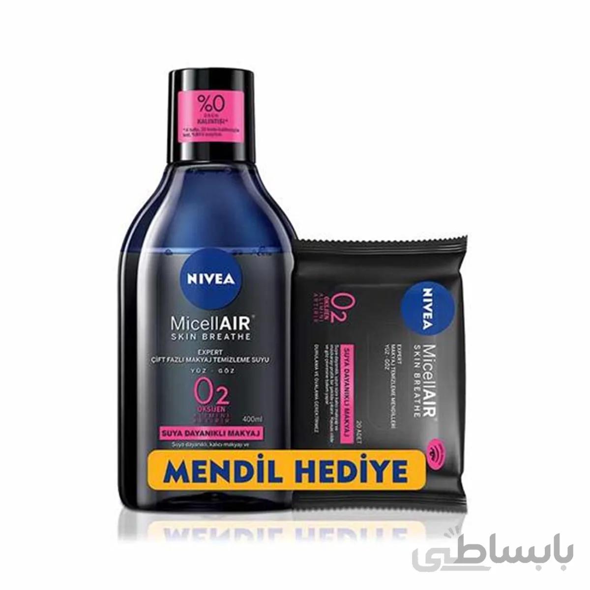 محلول آرایش پاک کن نیوآ مدل MiceLLAIR به همراه دستمال مرطوب حجم ۴۰۰ میل