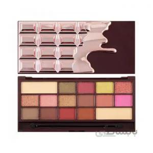 پالت سایه چشم 18 رنگ شکلاتی رولوشن revolution مدل رزگلد rose gold
