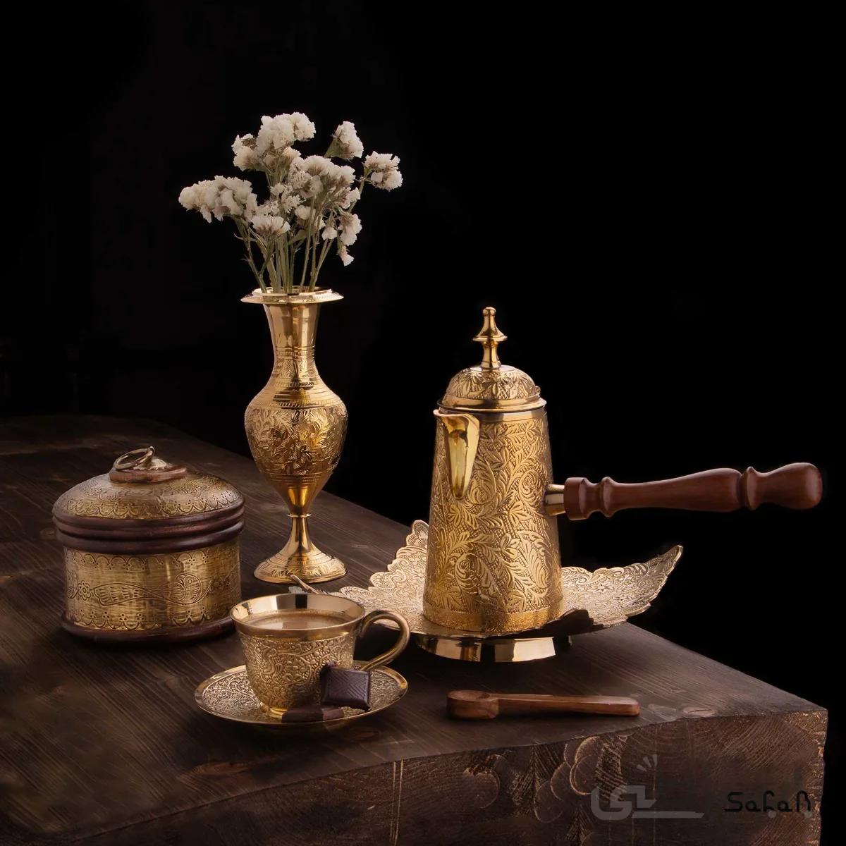 ست قهوه خوری برنجی طلایی کد 057