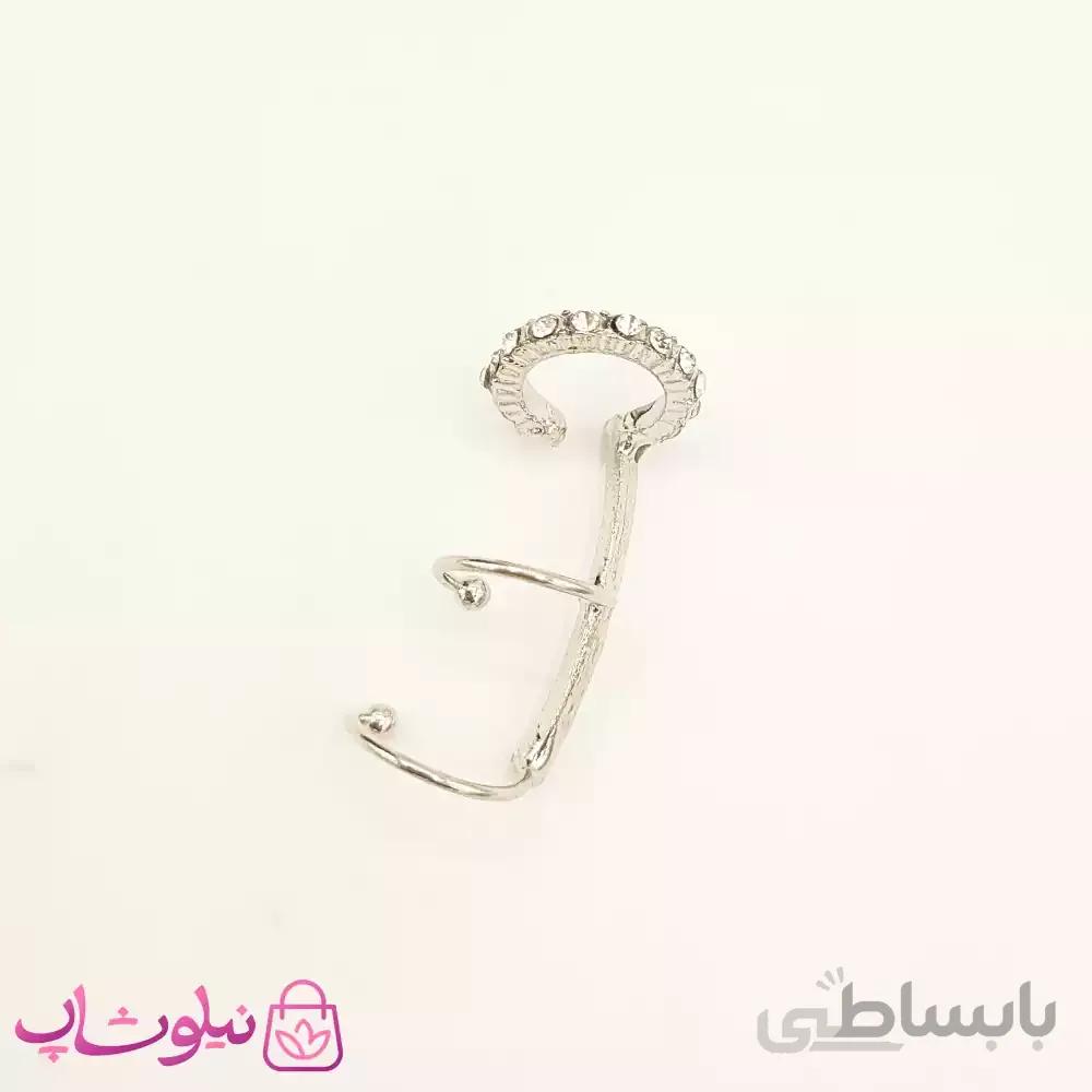 گوشواره ایرکاف نگین دار نقره ای