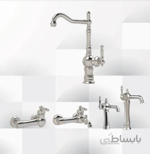 ست شیرآلات استیل مات مدل تینا برند شیر زرین