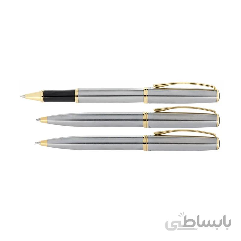 ست سه تایی خودکار و روان نویس و اتود JOIN استیل گیره زرد