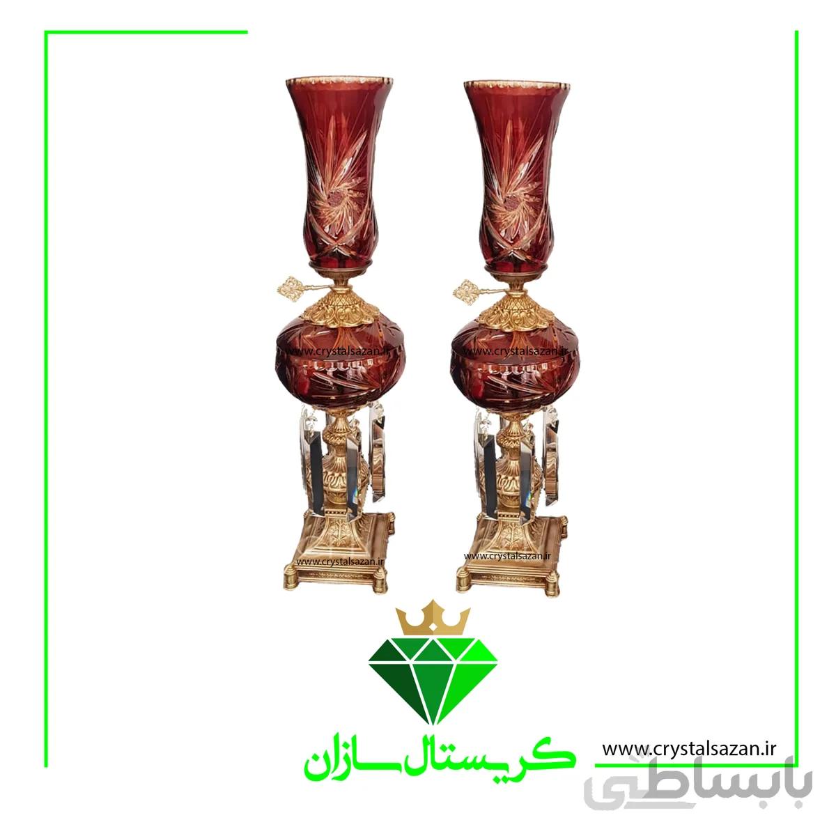 چراغ لاله آویزدار کریستال سازان مدل تابان قرمز رنگ کد CH1254