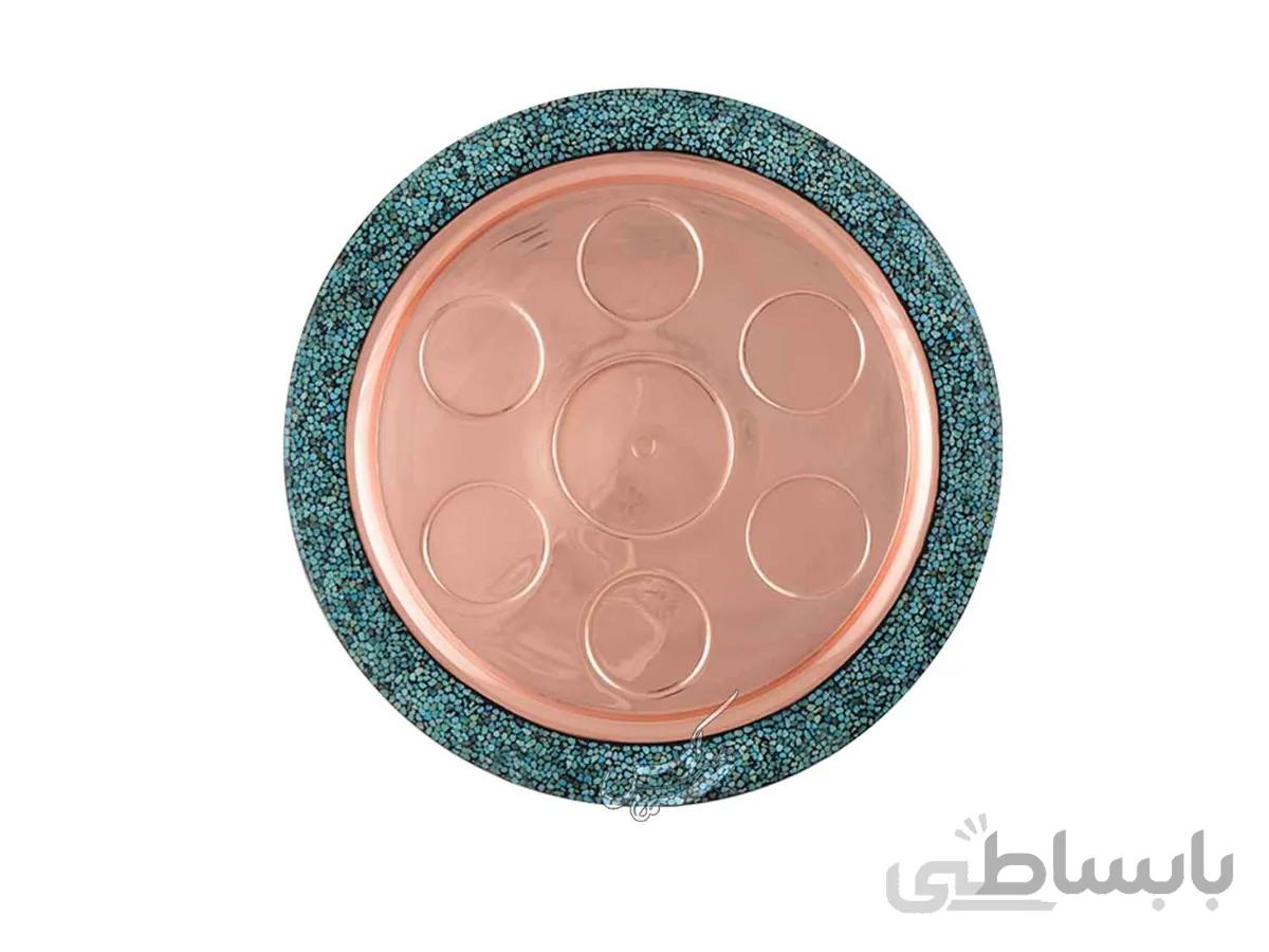سینی فیروزه کوبی گرد بزرگ