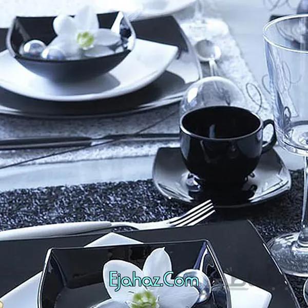 سرویس آرکوپال 38 پارچه لومینارک فرانسه مدل کوادراتو سیاه لومینارک(Luminarc)