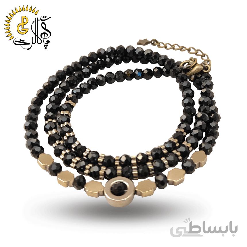 دستبند سه دور کریستال و حدید کد 0791