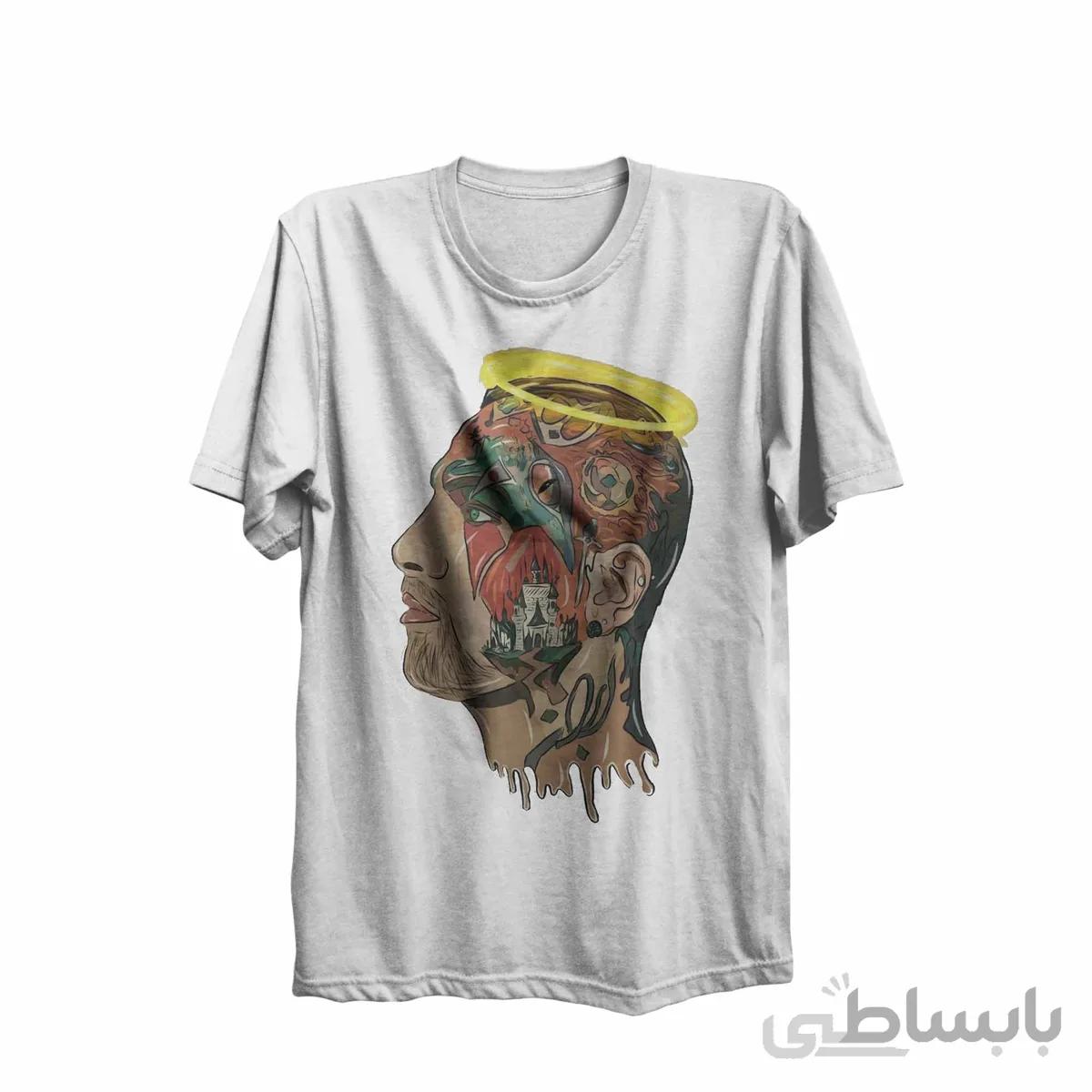تیشرت یقه گرد سفید طرح خواننده تتلو Tataloo کد 284682