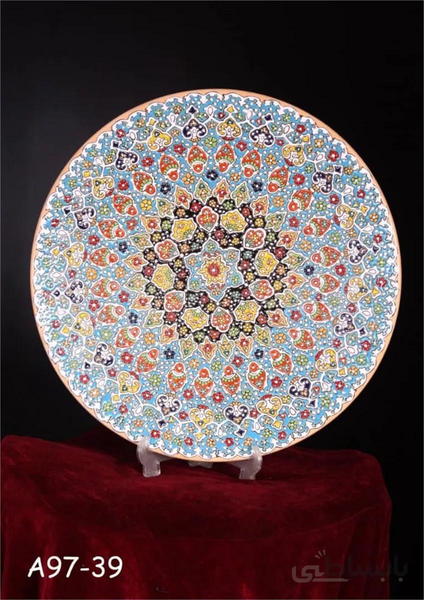 بشقاب میناکاری کد 106-هنر زیبای سفال همدان با شهرت جهانی ا Enamel plate code 106-Beautiful art of Hamedan pottery with world fame