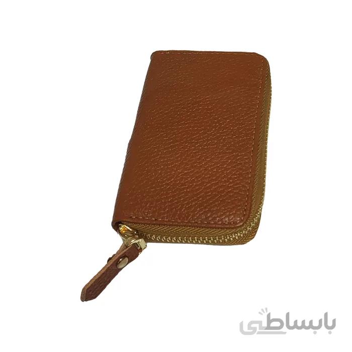 کیف جا کارتی زیپ دار چرم طبیعی