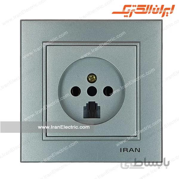پریز تلفن دوکاره برلیان نقره ای