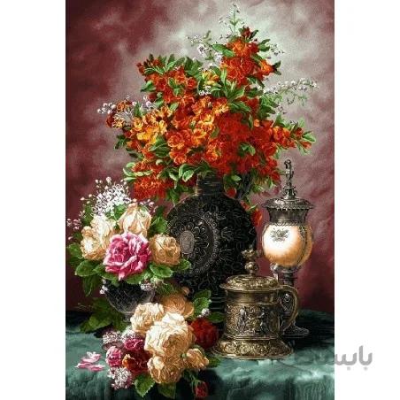 نخ و نقشه تابلو فرش گل کد 17 طرح یادبود