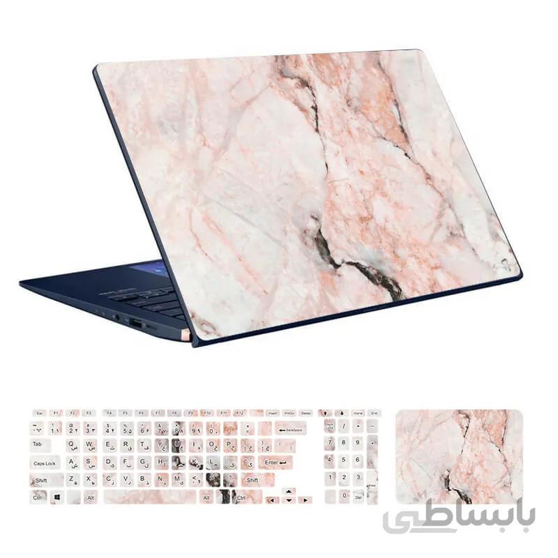 اسکین لپ تاپ طرح Marble کد ۶۳ به همراه استیکر کیبورد