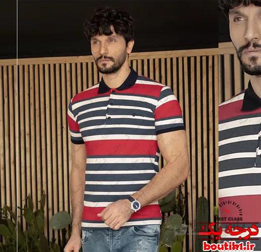 پولوشرت یقه دار جودون رینگل قرمز سورمه ای