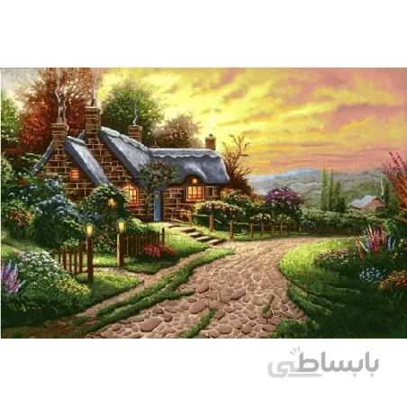 نخ و نقشه تابلو فرش طبیعت کد 22 طرح کلبه توماس