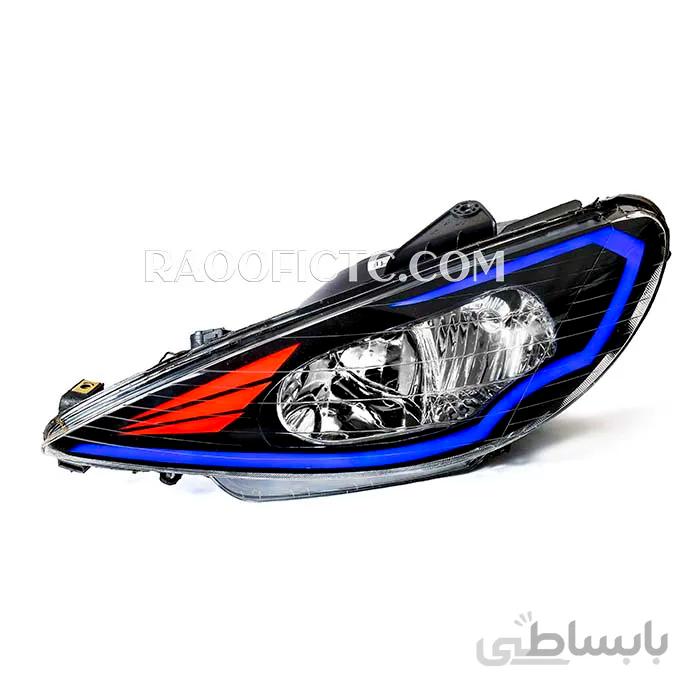چراغ جلو پژو ۲۰۶ طرح کادنزا آبی
