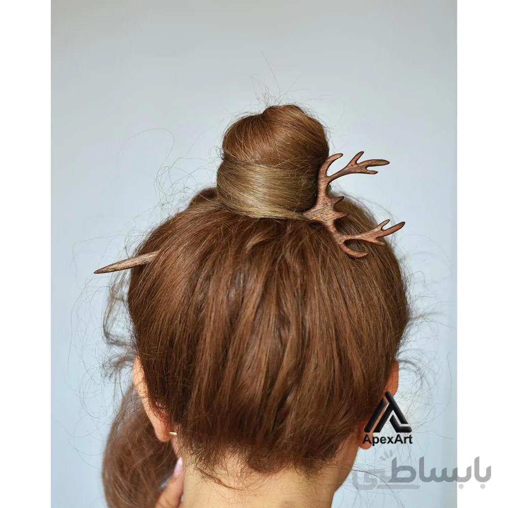 پین مو چوبی طرح شاخ گوزن