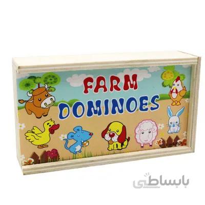 بازی اموزشی دومینو چوبی حیوانات مزرعه 28 عددی