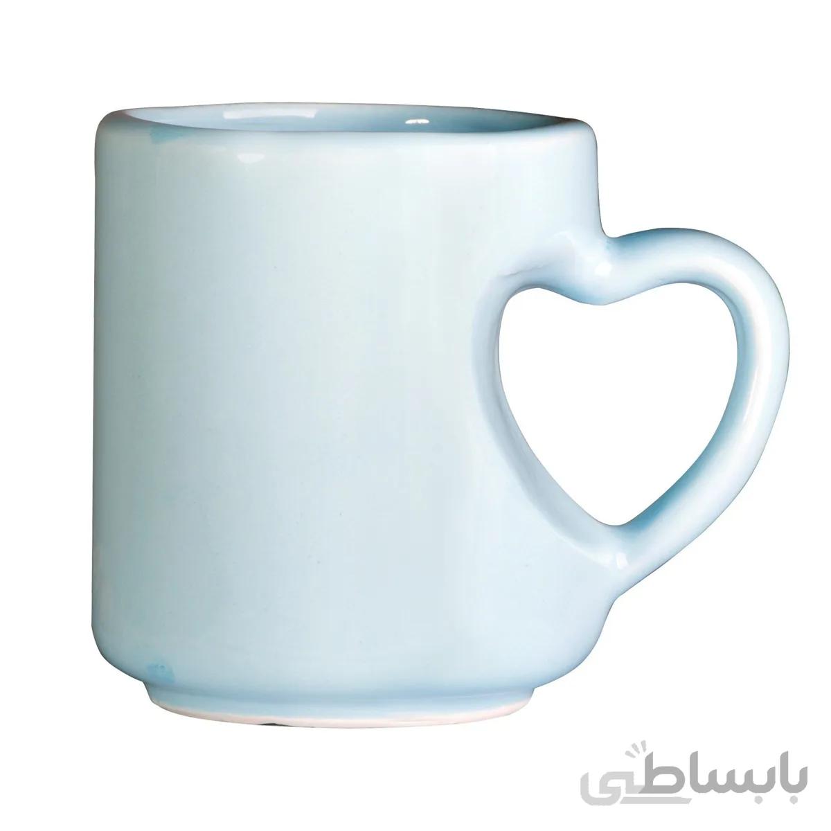چاپ عکس دلخواه روی لیوان سفید دسته قلب سه بعدی