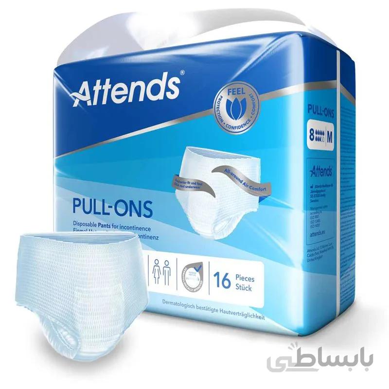 پوشک شورتی بی اختیاری اتندز سایز متوسط ۱۶ عددی با جذب ۸ قطره