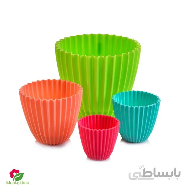 گلدان پلاستیکی با زیره طرح شکوفه
