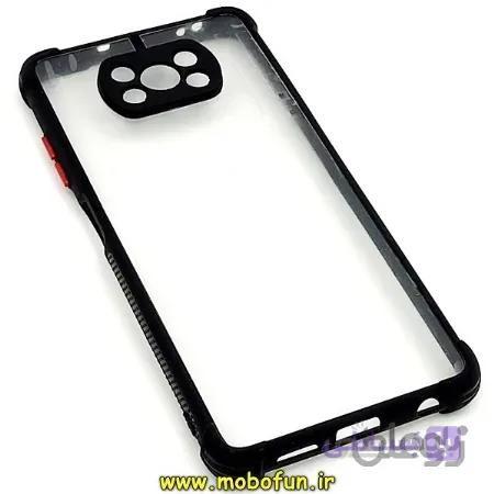 قاب گوشی Poco X3 - Poco X3 Pro پوکو شیائومی طرح پشت شفاف دور سیلیکونی محافظ لنز دار مشکی کد 54