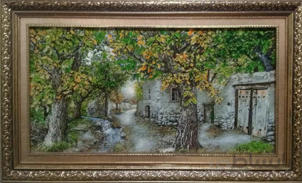 تابلو فرش نفیس ایرانی دست بافت طرح منظره جوی اب ا Iranian Pictorial Carpet- Handmade-Scenery- Brook