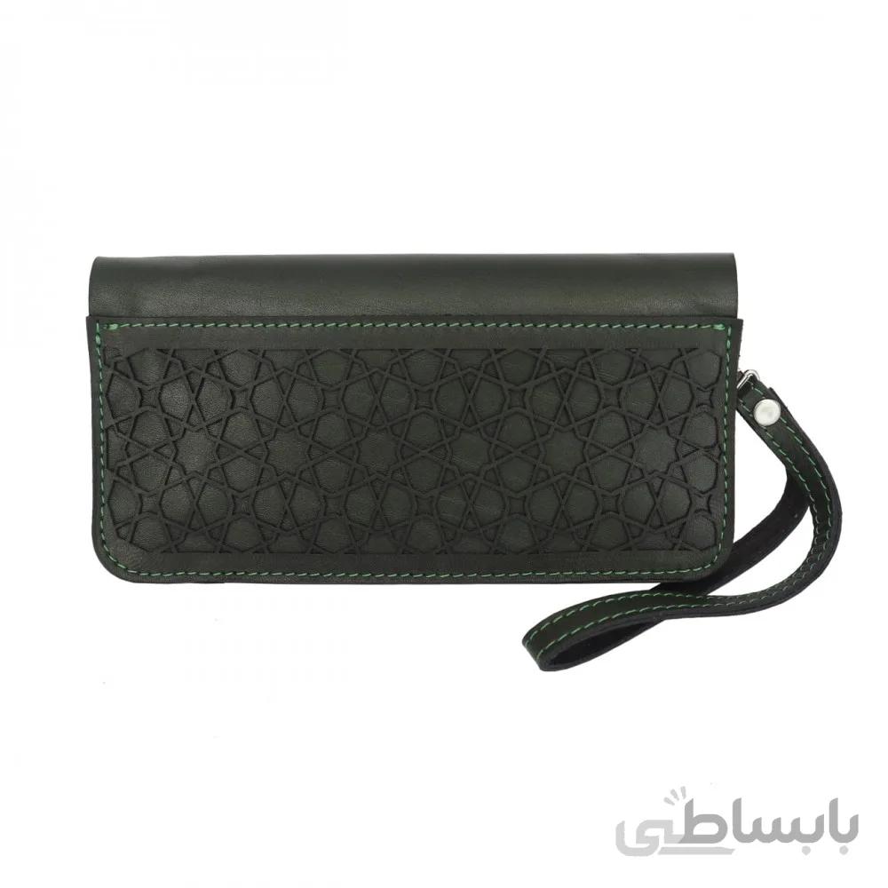 کیف پول چرم طبیعی گیپوری سبز