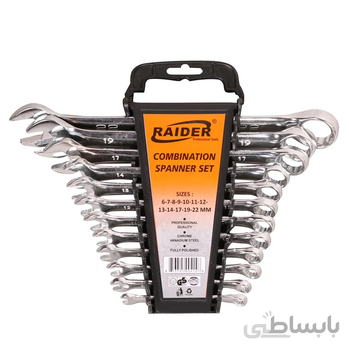 مجموعه 12 عددی پلکانی آچار یکسر تخت یکسر رینگی رایدر RAIDER