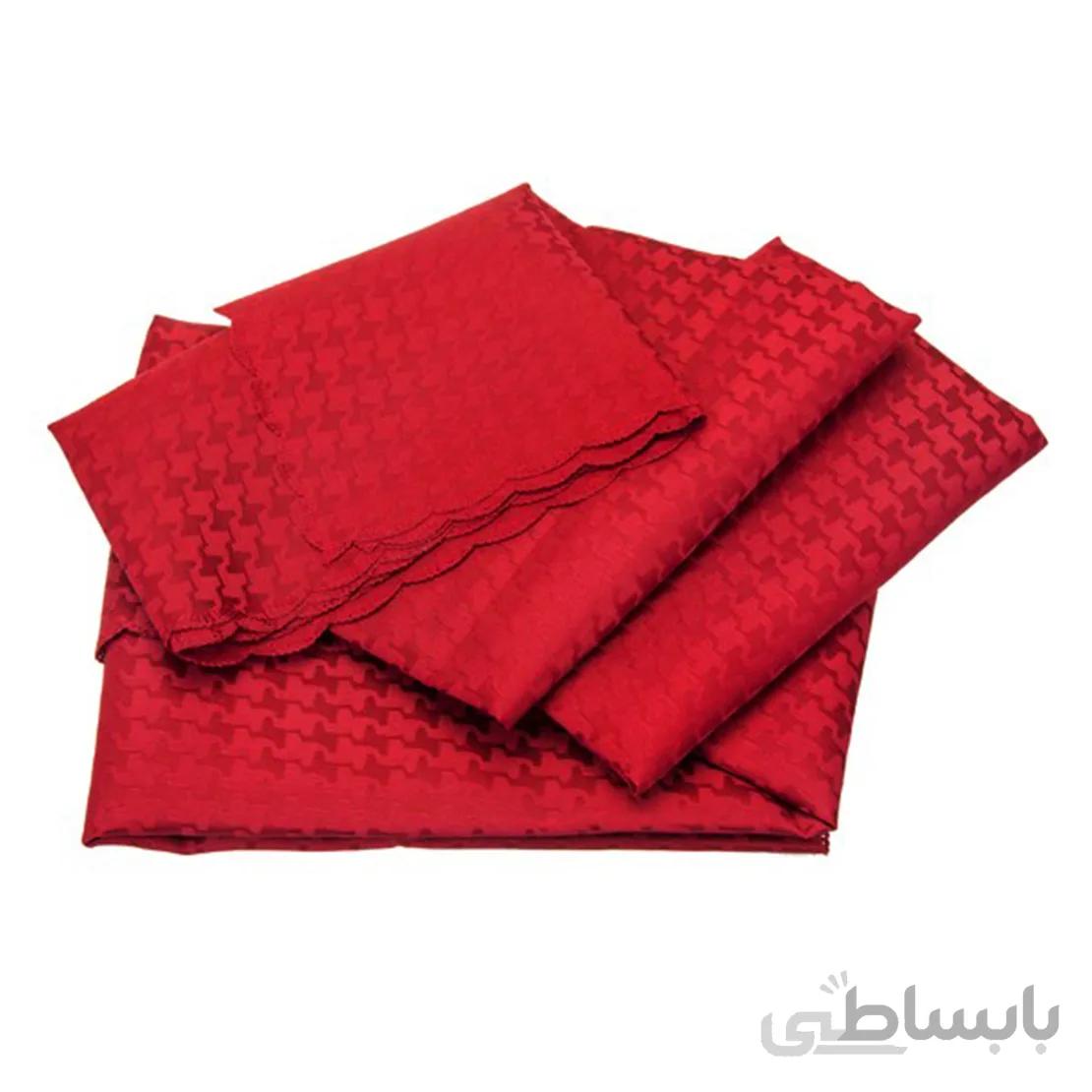 رومیزی ژاگارد رزین تاژ 12 نفره مستطیل 150*320 طرح کنزو زرشکی